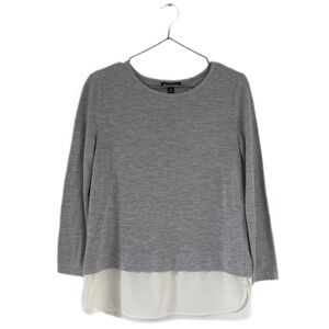 J Crew Mercantile Grey/White Layered Causal Blouse Size XS